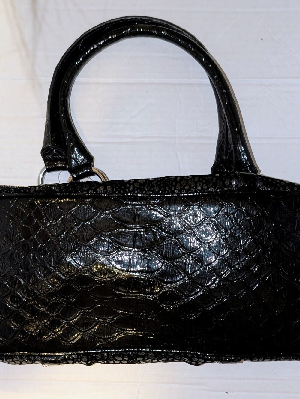 [NWT] VINTAGE Y2K GUESS BLING BAG Black Reptile Rhinestone G Logo DEADSTOCK MINT - Picture 4 of 11